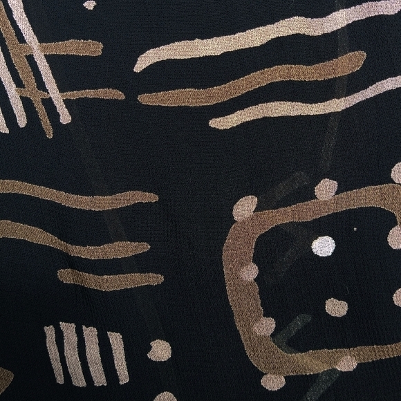 Vintage Chico's Design Black Brown Abstract Boho Geometric Pull On Maxi Skirt - Picture 5 of 7